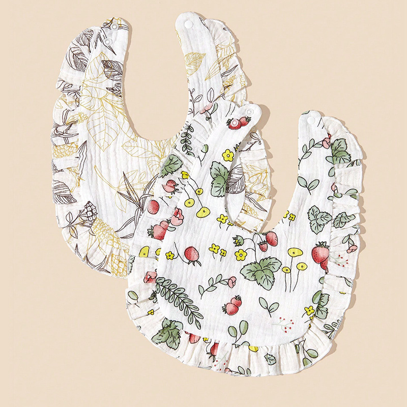 Ins style forêt floral volants bavoirs 2-pack