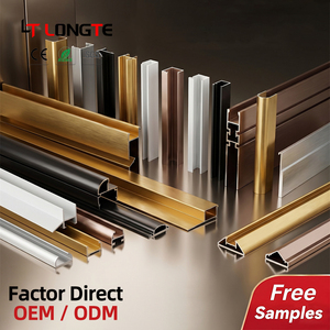 Bandes de finition en alliage d'<span class=keywords><strong>aluminium</strong></span> anodisé, profilés décoratifs en forme de L, en T, en <span class=keywords><strong>U</strong></span>, polis, brossés, or, argent, noir, moulures - Product Image 1