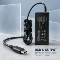 Chargeur USB-C compact 65W 93x40x26mm, adaptateur secteur pour ordinateur portable de petite taille, câble fixe avec sangle Velcro