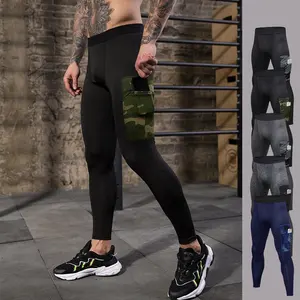 New Compressione esecuzione sport palestra leggings con tasca del telefono di formazione degli uomini di sport pantaloni stretti