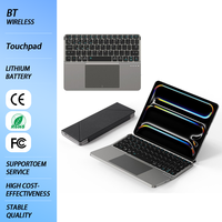 Keyboard Lipat Tiga Baru dengan Touchpad, Stand Lepas Pasang, Tipe-C Isi Ulang, Ultra Tipis, RGB Backlit, Custom, FCC/ROHS
