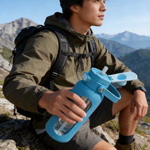 Bottiglia d'acqua in vetro da 1 litro con custodia in silicone, design <span class=keywords><strong>Spider</strong></span>-<span class=keywords><strong>Man</strong></span>, per bambini, con chiusura di sicurezza, portatile, per esterni. - Product Image 3