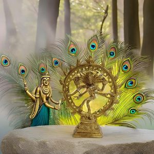 งานฝีมือปาริจัต รูปปั้นพระศิวะเต้นรำ นาตรัจ มูรติ ทำจากทองเหลือง ขนาด 6.5 นิ้ว ของตกแต่งบ้าน สำหรับพิธีกรรมพุทธศาสนา ใช้ในมณฑิลหรือวัด - Product Image 3