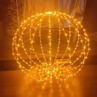 Guirlande lumineuse sphérique pliable de 40 cm, boule magique LED, guirlande lumineuse à piles, blanc chaud, indice de protection IP44, 5 V, extérieur, facile à installer