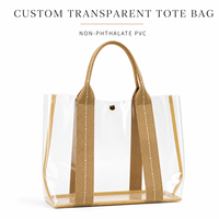Sac fourre-tout transparent personnalisé en PVC transparent avec logo, couleur et taille sur mesure pour marque privée