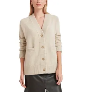 Dilly Fashion women sweater cardigan solid color button cashmere cardigan