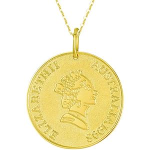 Pendentif pièce de monnaie Xinfly en or pur 18 carats avec portrait de la reine Elizabeth, tendance géométrique pour femme, idéal pour mariage - Product Image 1