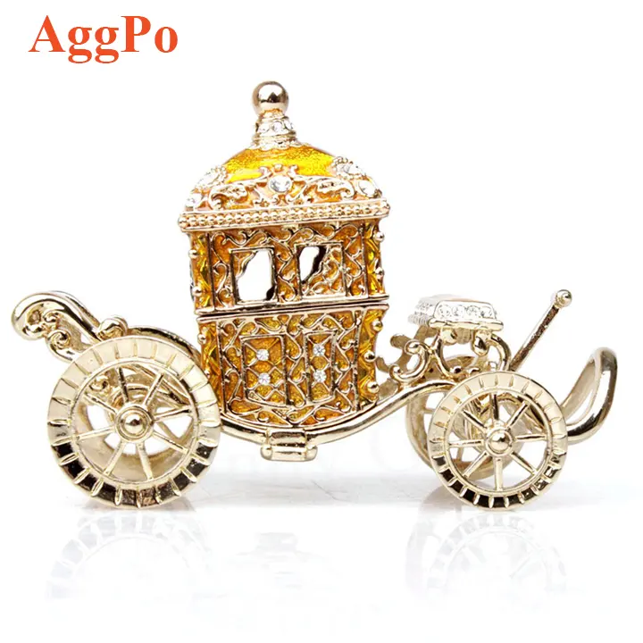 Crown Emperor Royal King Queen Carriage Trinket Box Enameled Wedding Party Jewelry Ring Box Gift Home Decor Metal Case