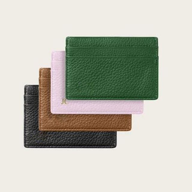 Porte-cartes en cuir véritable classique avec logo personnalisé porte-cartes mince pour femme