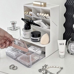 Cosmetic Organizer With <b>Drawers</b> <b>Plastic</b> Makeup <b>Storage</b> Shelf Simple Desktop Holder 10-20 L Capacity - Product Image 3