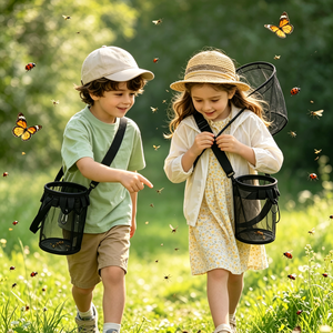 Cage à insectes portable pour enfants, cage d'élevage suspendue pour animaux avec sangle d'épaule réglable et mousqueton, ventilée - Product Image 5