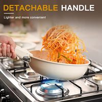 Ensemble de 5 casseroles modernes en pierre de Maifan, en aluminium, compatibles gaz et induction, à fond plat, antiadhésives, durables, avec couvercles en verre/silicone