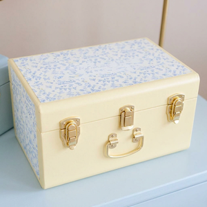 Luxury Metal <b>Storage</b> Trunk Decorative Memory Organizer <b>Box</b> <b>Stackable</b> Home Blanket Wardrobe Chest with Gold Hardware - Product Image 4