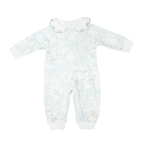 Ensemble Bébé Combinaison Barboteuse Coton Imprimé Animaux de la Forêt Col Peter Pan Manches Longues Boutons Pression Vente en Gros
