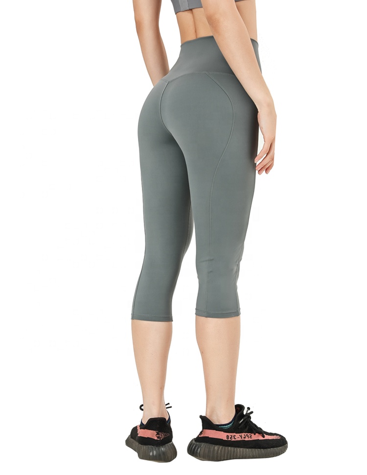 Leggings de sport Capri taille haute pour femmes, Logo personnalisé, pantalon de Yoga, contrôle du ventre, levage des fesses, 3/4