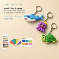 Porte-clés personnalisé en PVC, fabrication OEM ODM, vente en gros, porte-clés 3D animal marin personnalisé pour cadeau promotionnel avec logo et anneau sur mesure