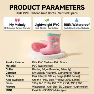Nuevas Botas de Lluvia Impermeables para Niñas Pequeñas, con Suela Antideslizante de Panal y Ribete de Cuero, Ideales para Jugar en Charcos al Aire Libre - Product Image 6
