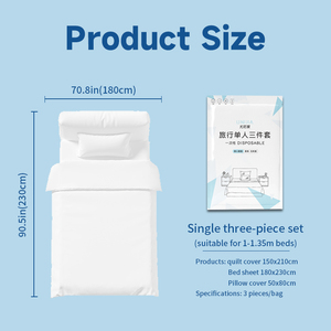 Conjunto de Roupa de Cama Descartável Ecológico de Viscose Não Tecida com Estampa de Desenho Animado, Substituição de Roupa de Cama para Hotel, Impermeável, 3 ou 4 Peças - Product Image 6