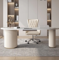 Bureau de direction minimaliste de style italien, avec plateau en dalle de roche, idéal pour les salles d'étude, les salons de beauté et les cabinets médicaux.