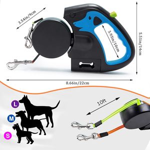<span class=keywords><strong>Laisse</strong></span> rétractable automatique double pour deux animaux avec chargement USB et lumière, <span class=keywords><strong>laisse</strong></span> pour chien et <span class=keywords><strong>chat</strong></span> d'extérieur - Product Image 4