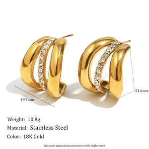 Pendientes de tuerca de acero inoxidable chapados en oro para mujer joyería de moda E472 - Product Image 6