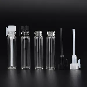 claro, tubos de prueba de plástico frascos Suppliers-MUB-mini tubo de prueba, botellas de muestra de vidrio con palo de plástico, viales de cristal de muestra con tarjeta de papel, 1ml, 2ml