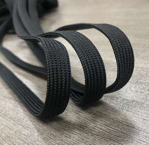 Wholesale Garment Pants 10mm Wide <b>Black</b> Drawstring Dipping Silicone Ends Polyester Flat Drawcord With Silicone Tips Print Logo - Product Image 3