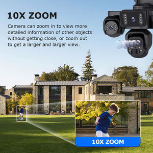 Caméras de sécurité extérieures IP 4G PTZ 10X <span class=keywords><strong>5</strong></span> objectifs 20MP 4 vues Enregistrement continu 24/7 Caméras réseau solaires - Product Image 2