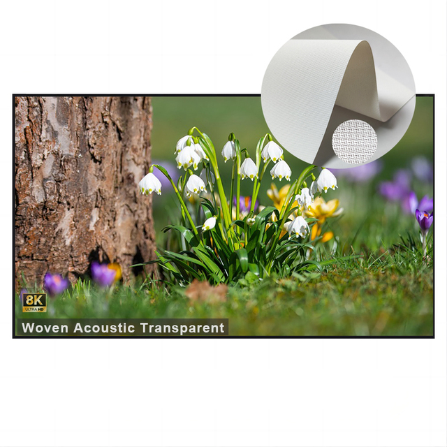 200 Inch 8K Projector Screen Woven Acoustic Sound Transparent Fixed Frame Projection Screen 1cm/6.5cm Border for Home Theater