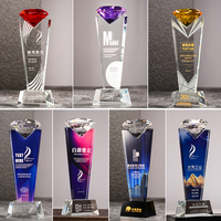 Trophée en cristal personnalisé avec design diamant 25*8cm, gravure laser durable de haute qualité pour cadeaux de bienvenue, médailles, plaques, boîte cadeau