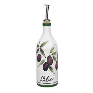Bouteille d'olive peinte à la main avec verseur, bouteille de vinaigre de Style italien brillant en céramique avec bec, Simple et moderne, 1 pièce - Product Image 1