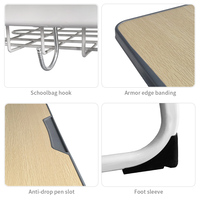 Ensemble chaise et bureau d'écriture réglable en hauteur en métal durable pour écoles primaires et secondaires, design contemporain confortable avec tiroir à livres intégré