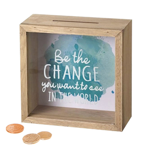 Tirelire en bois personnalisable et écologique, avec cadre boîte à ombre, motifs de cartes du monde d'aventure 3D et chiffres rectangulaires - Product Image 4