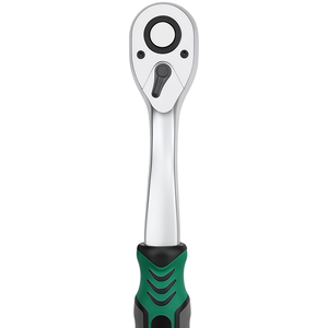 72 Tooth Curved Handle <b>Ratchet</b> Wrench Chrome Vanadium Steel Pearl Nickel Plated Anti Grip Quick Release Button - Product Image 5