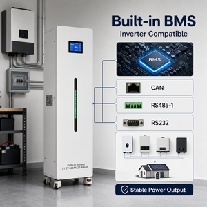 Système de stockage d'énergie domestique 51,2 V 400 Ah 20 kWh avec batterie LiFePO4, BMS Cloud, 6000 cycles, écran tactile et batterie solaire mobile de secours - Product Image 5