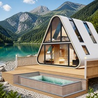 Chalet de luxe en aluminium à grain de bois, modèle A-frame, 20 pieds, 40 pieds, maisonnette préfabriquée, cabane modulaire pour Airbnb, complexes hôteliers et projets de jardinage