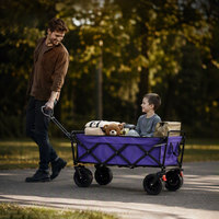 Chariot de transport pliable robuste de 160 L, grande capacité, en toile imperméable violette, avec cadre en acier et quatre roues