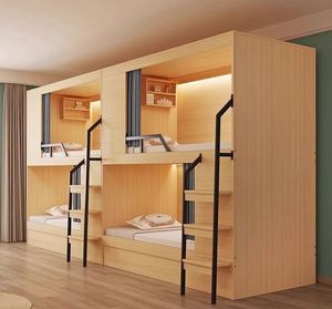 Neueste horizontale Vorhang Typ Schlaf kapsel Pod Space Capsule Hotel Schlafzimmer-Sets aus Holz für Schlafsaal betten - Product Image 3