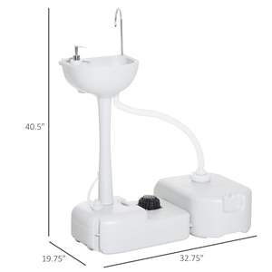 DB Offre Spéciale Portable Camping Évier 4.5GAL Réservoir 6.3GAL Réservoir De Récupération Lavage Des Mains Bassin Blanc Fabriqué Matériau Recyclé pour L'extérieur - Product Image 3