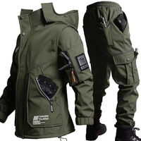 Combinaison tactique softshell automne/hiver unisexe, entraînement en plein air, doublure polaire, coupe-vent, lavable en machine, polyester
