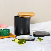 7oz 10oz 12oz 14oz bocal en verre à bougie vide noir mat personnalisé avec couvercle noir en bois pour bougies