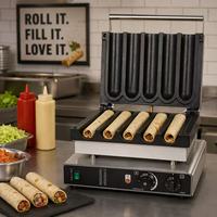 Máquina para Hacer Burritos de Calentamiento Rápido, Prensa Eléctrica Antiadherente de 5 Ranuras para Tortillas, para Restaurantes y Desayunos