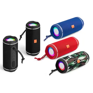 ET-211 Wireless Fabric Bass BT Speakers Colorful lamp Portable Cylinder USB TF FM Speakers RGB LED Speakers