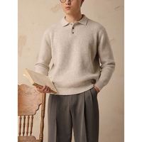 Pull d'hiver chaud à col réversible pour hommes coupe ample couleur pure tricoté chemise de base d'affaires anti-rides à l'avant