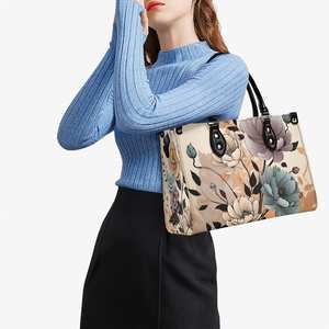 Bolso de mano de cuero PU con estampado floral de naturaleza para mujer POD Dropship Luxury Lady Tote Bag - Product Image 3