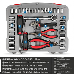 38 Piece Auto Repair Tool Set 1/4 In Chrome Vanadium Steel <b>Ratchet</b> Wrench <b>Socket</b> Kit With Case - Product Image 4