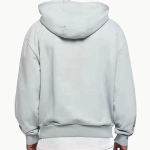 Pull uni en vrac poids lourd sans ficelle coton français éponge bouffée impression sweat à capuche court hommes fabricant de sweat à capuche personnalisé - Product Image 4