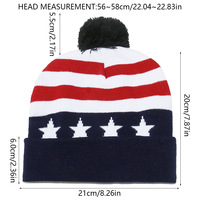 FF4904 unisexe USA drapeau tricot bonnet chapeaux accessoires de vacances hiver chaud acrylique tricoté crâne casquette Jacquard pompon bonnets