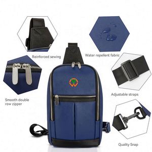 Bolso bandolera de compras para hombre, de lujo, nuevo, azul marino, poliéster, impermeable, con acceso fácil al móvil, de la fábrica BSCI. - Product Image 2