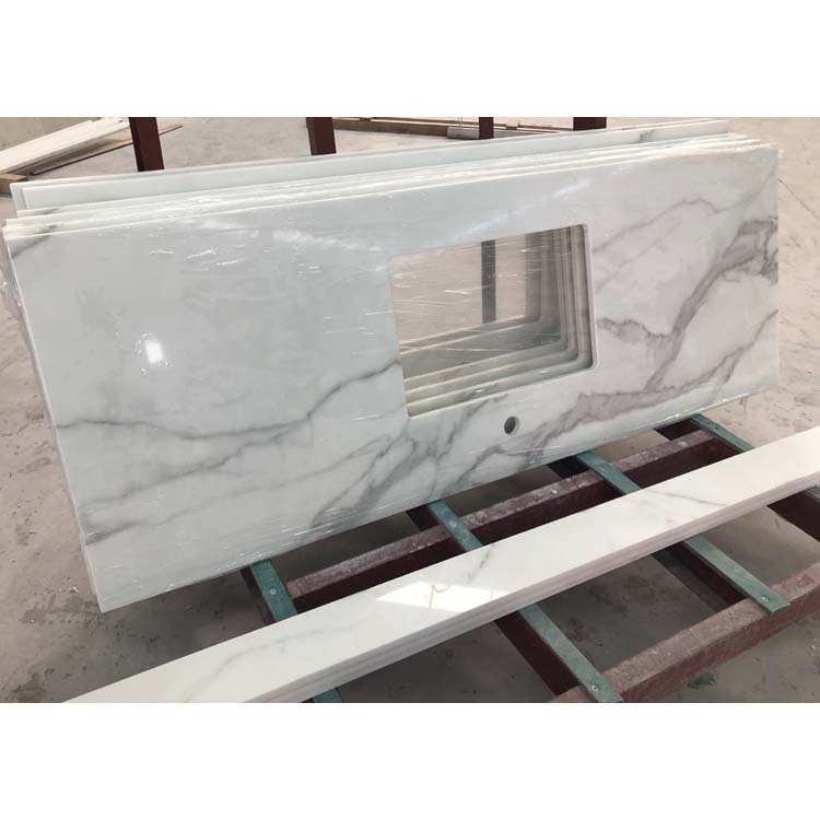 Искусственная белая мраморная кухонная столешница, двойная раковина, ванная комната, туалетный столик с кварцевой столешницей